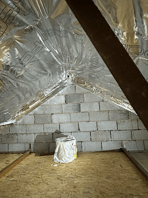Multi-layer foil insulation installation in loft